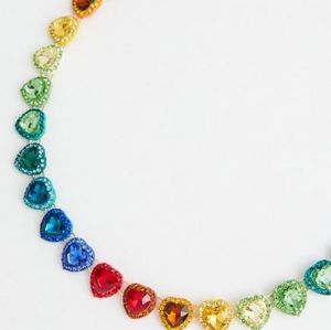 ISO Torrid Always Proud Rainbow Heart Rhinestone Statement Necklace